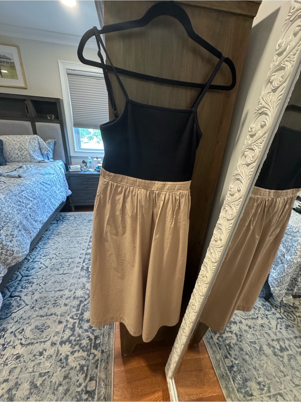 Anthropologie Maeve Black Ribbed Tank Top Twofer Dress